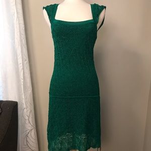 BCBG green sparkle and beaded dress. 20s style